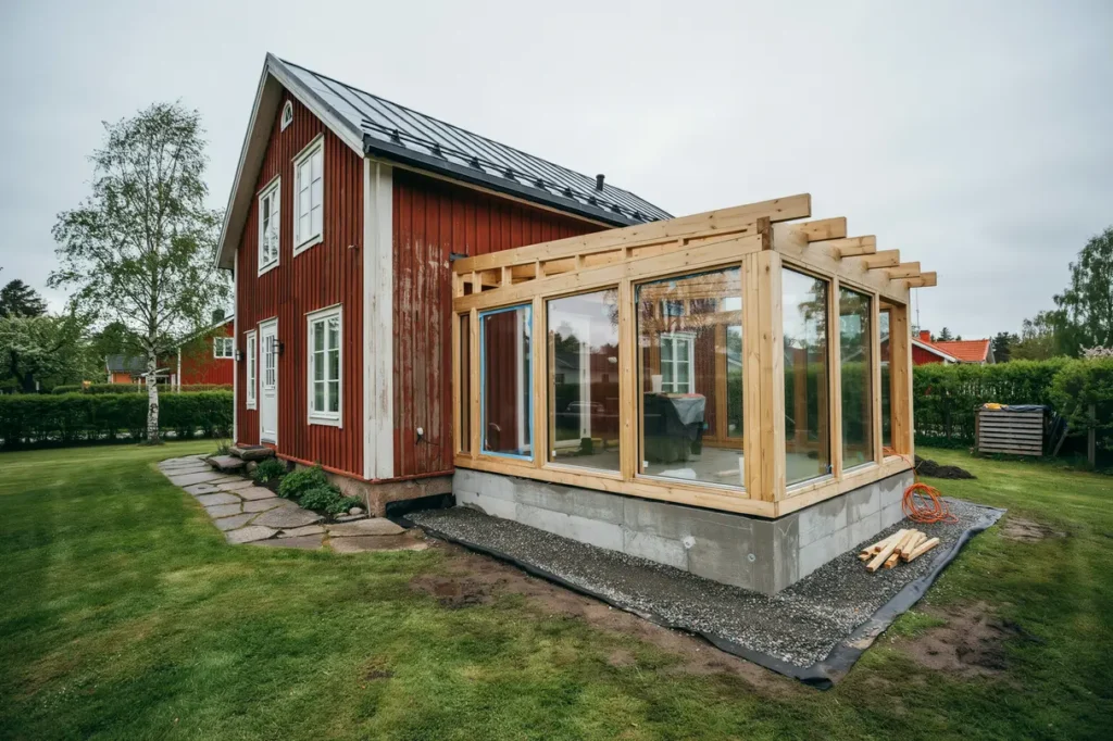 bygga uterum mot huset regler grundarbete och materialval f r svenska villor